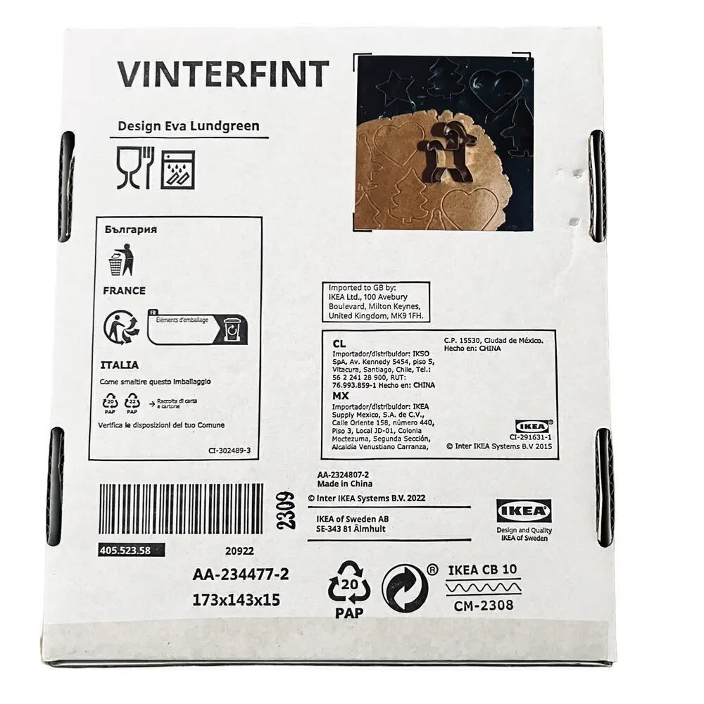 IKEA VINTERFINT 2023 Holiday Pastry Cutter Set of 5 Shapes